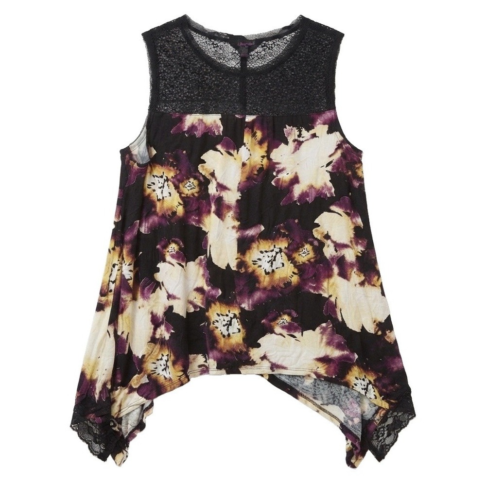 Simply Vera Verawang Women's Size XL Multicolor Floral Sleeveless Top Flowy